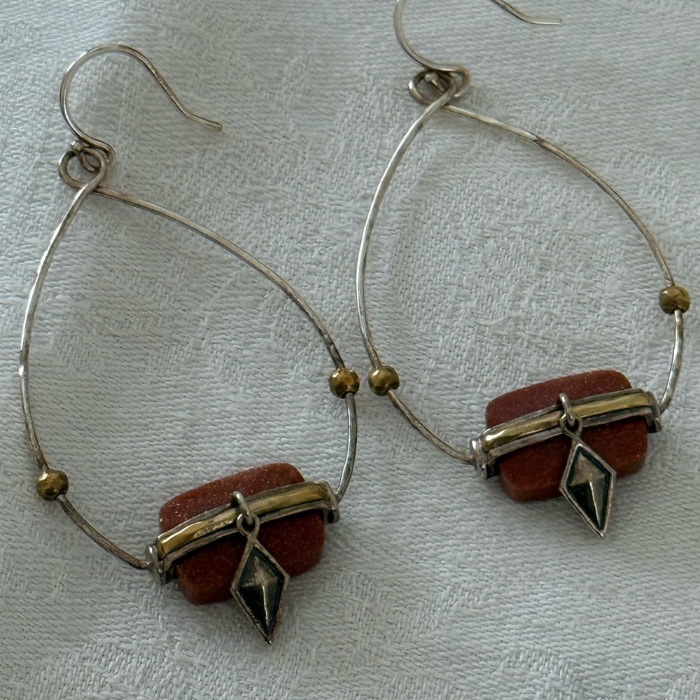Silpada Silver and Brown Dangle Earrings